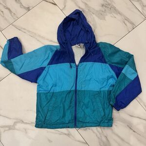 Vtg 90s Pro Spirit Colorblock Windbreaker Jacket S Teal Blue Gorpcore Vaporwave